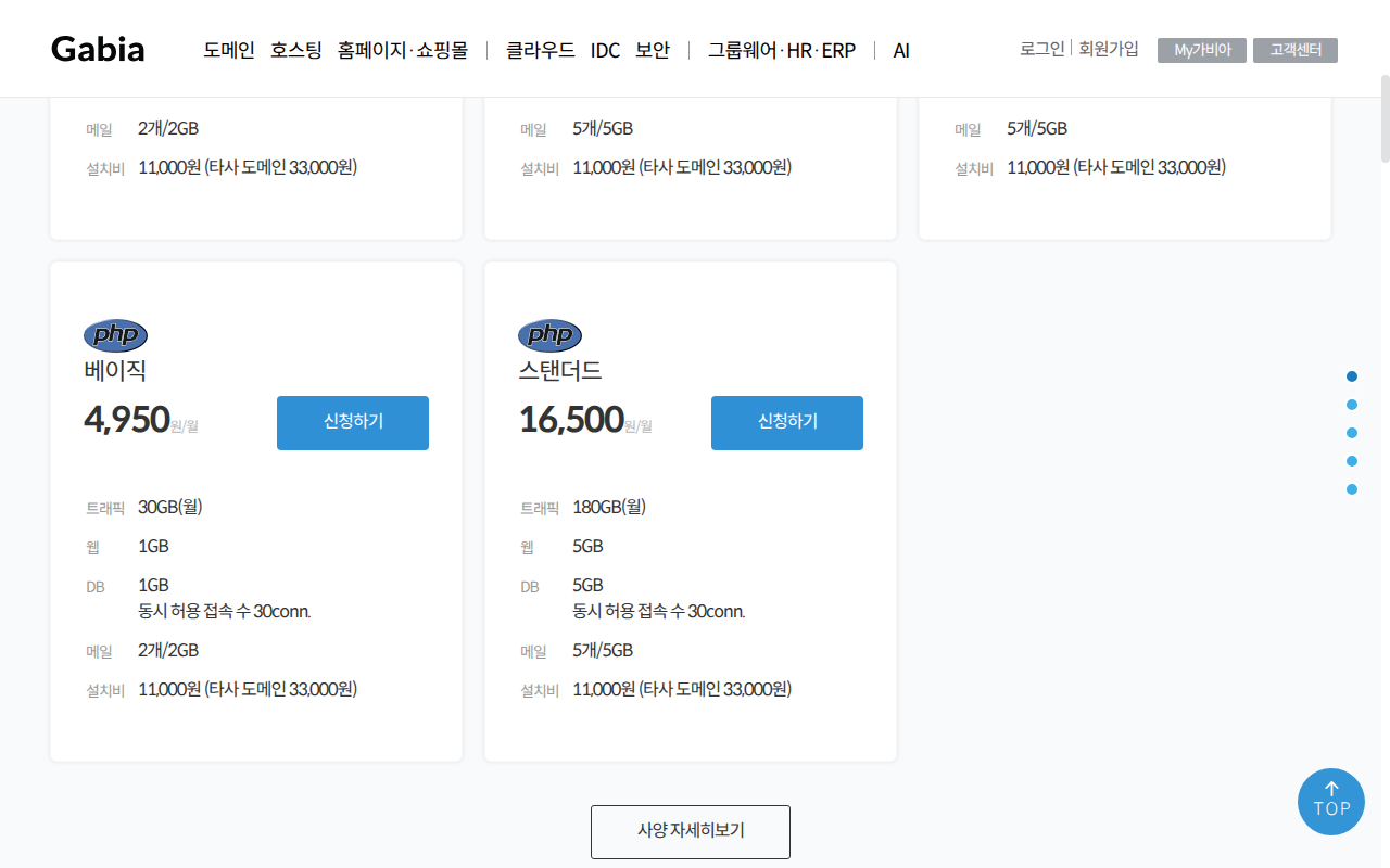 가비아 트래픽 제한형 요금제와 설치비